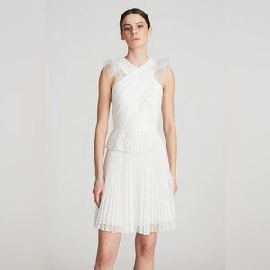Theia - Brielle Pleated Cocktail Dress in White, Size 4